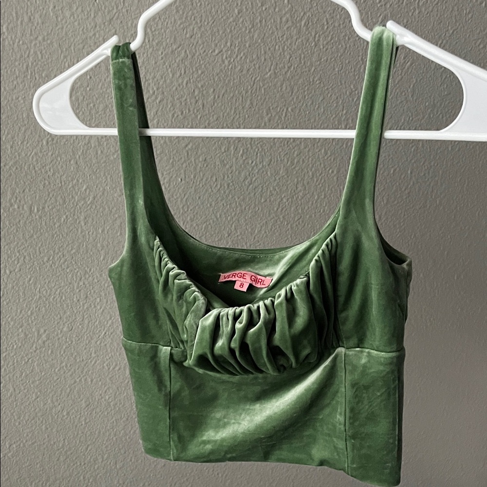Verge Girl Olive Velvet Crop Top